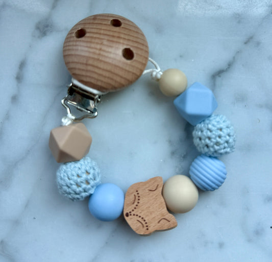 Attache tétine bleue