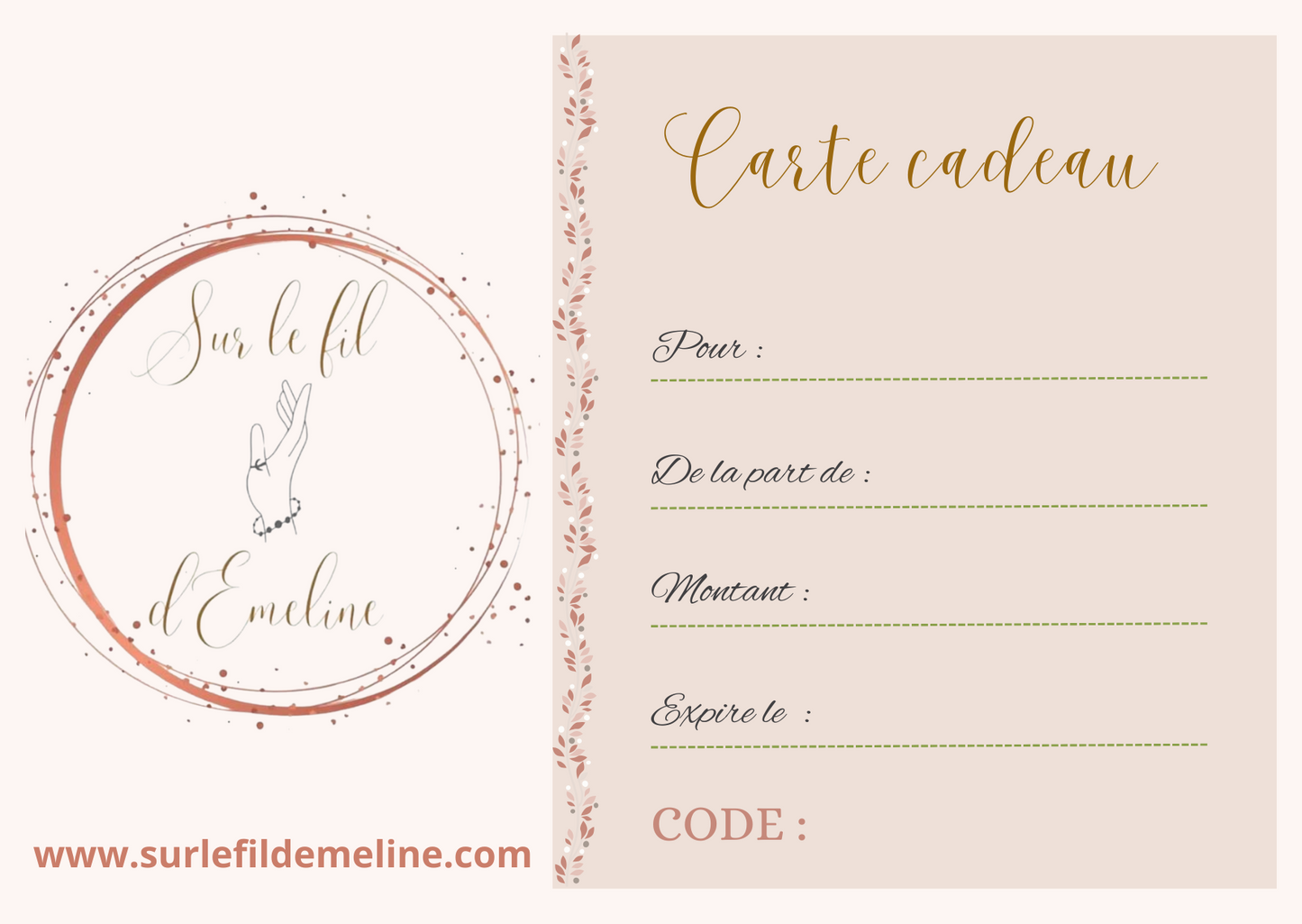 Bon cadeau « Sur le fil d’Emeline » 🌸